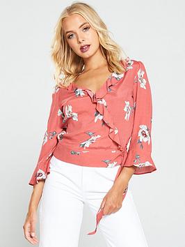 Oasis Oasis Floral Ruffle Tie Top - Multi/Pink Picture