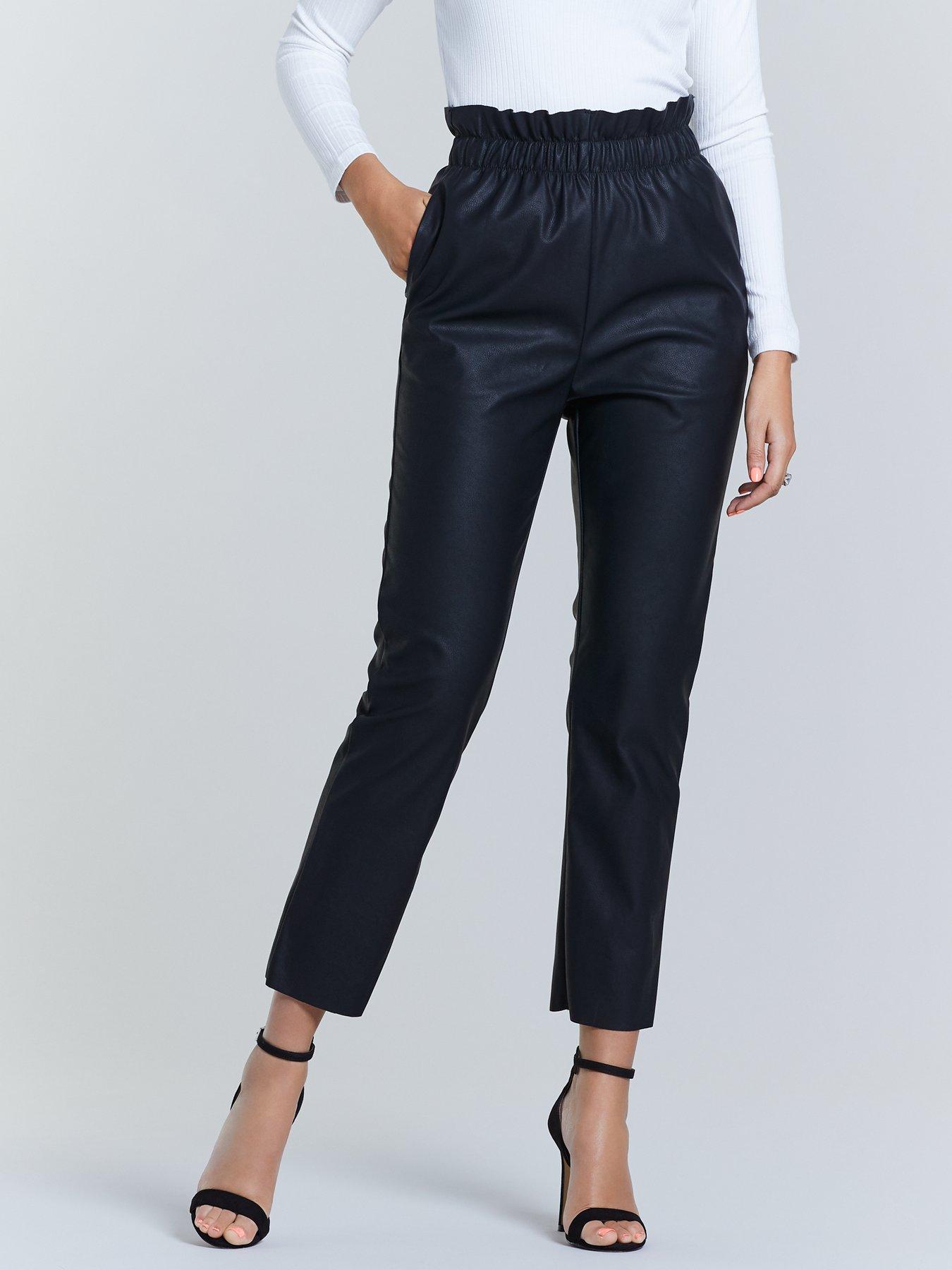 pu black trousers