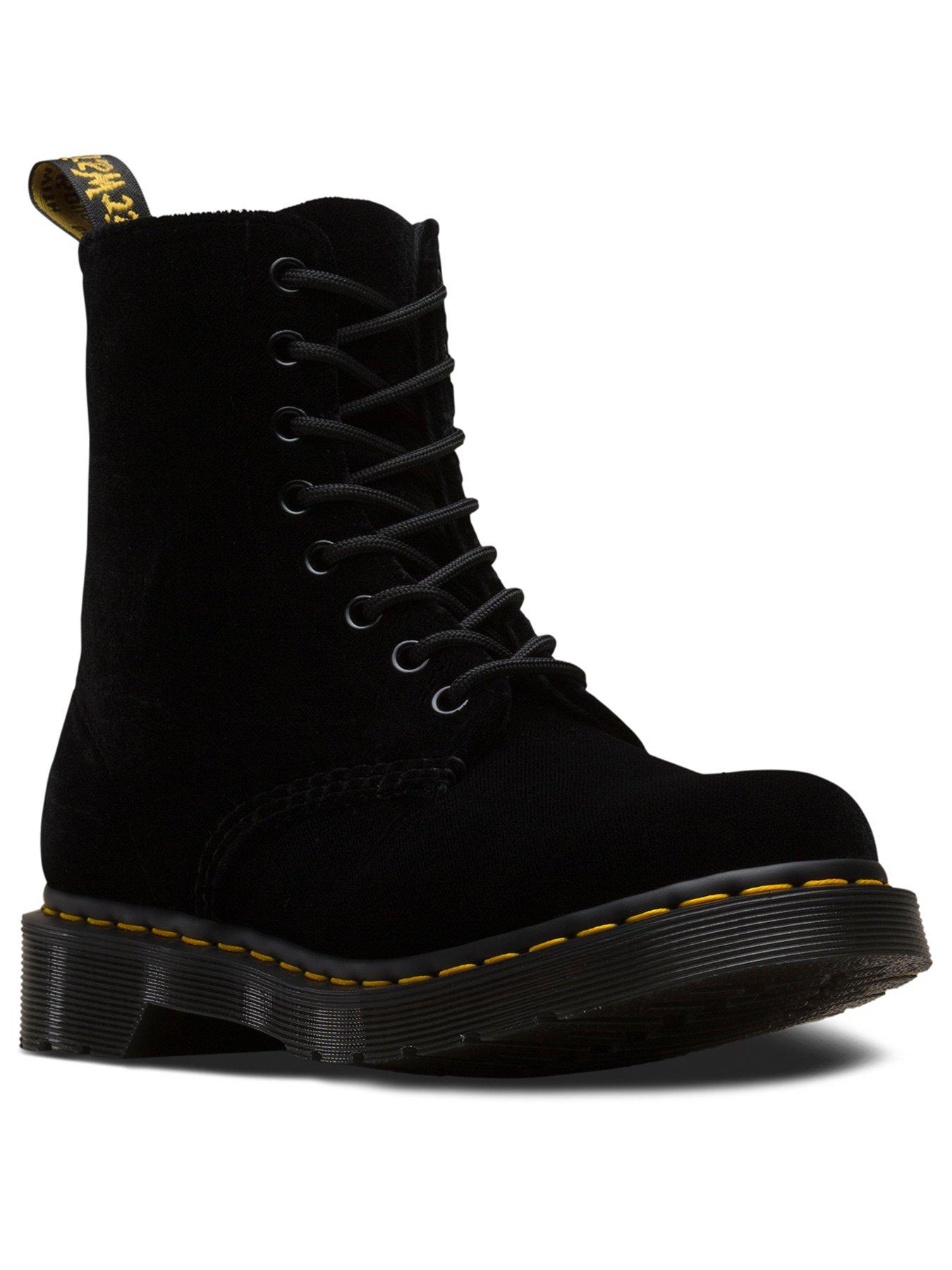 dr martens black velvet boots