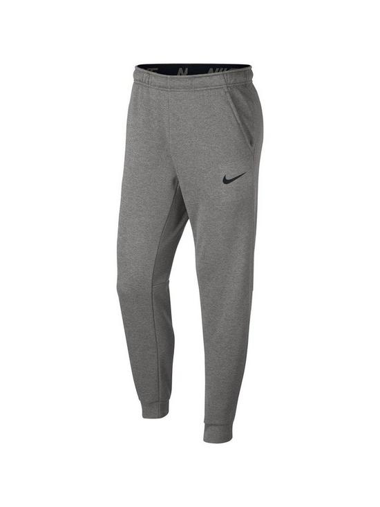 front image of nike-therma-tapered-training-joggers-dark-grey