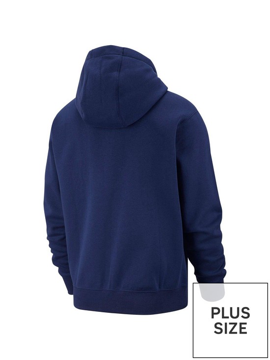 stillFront image of nike-sportswear-plus-size-club-fleece-full-zip-hoodie-navy