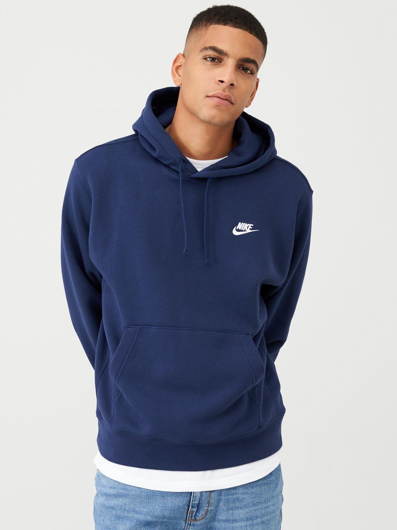 nike sportswear club fleece hoodie navy