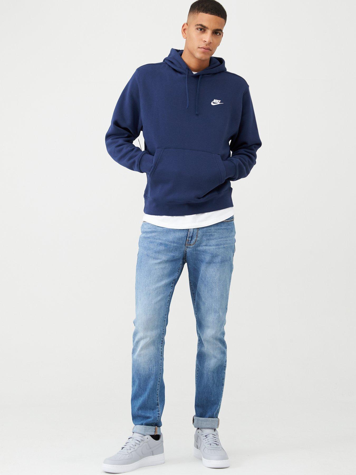 Nike club outlet fleece hoodie navy