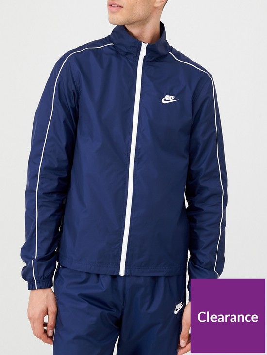 front image of nike-sportswear-woven-tracksuit-navy