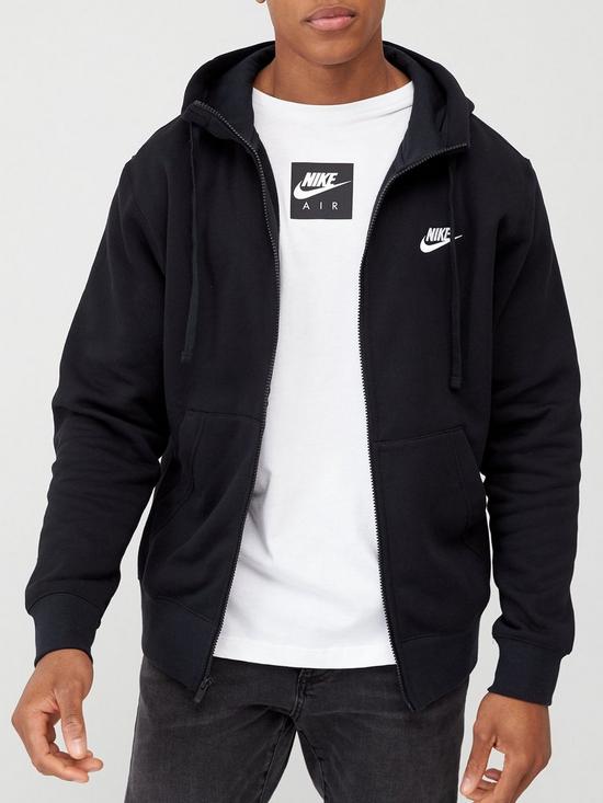 front image of nike-sportswear-club-fleece-full-zip-hoodie-black
