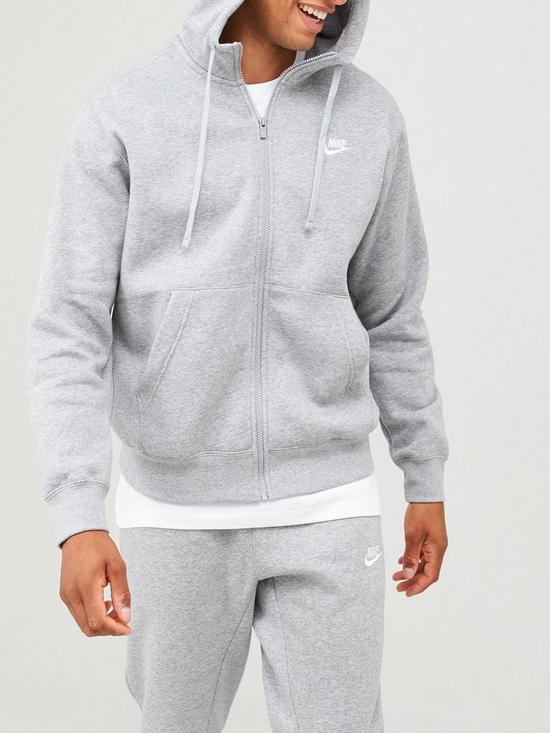 front image of nike-sportswear-club-fleece-full-zip-hoodienbsp--dark-grey