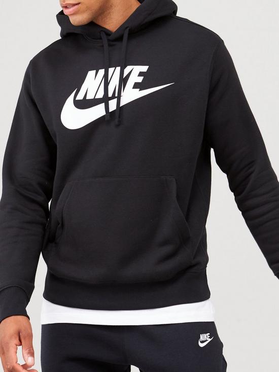front image of nike-sportswear-club-graphic-overhead-hoodie-black