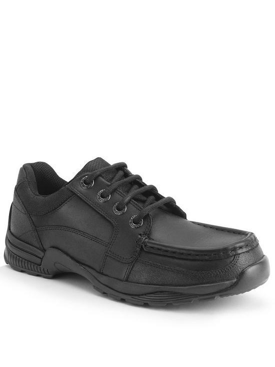 front image of start-rite-dylannbspleather-lace-up-boys-durable-rhino-school-shoes-black