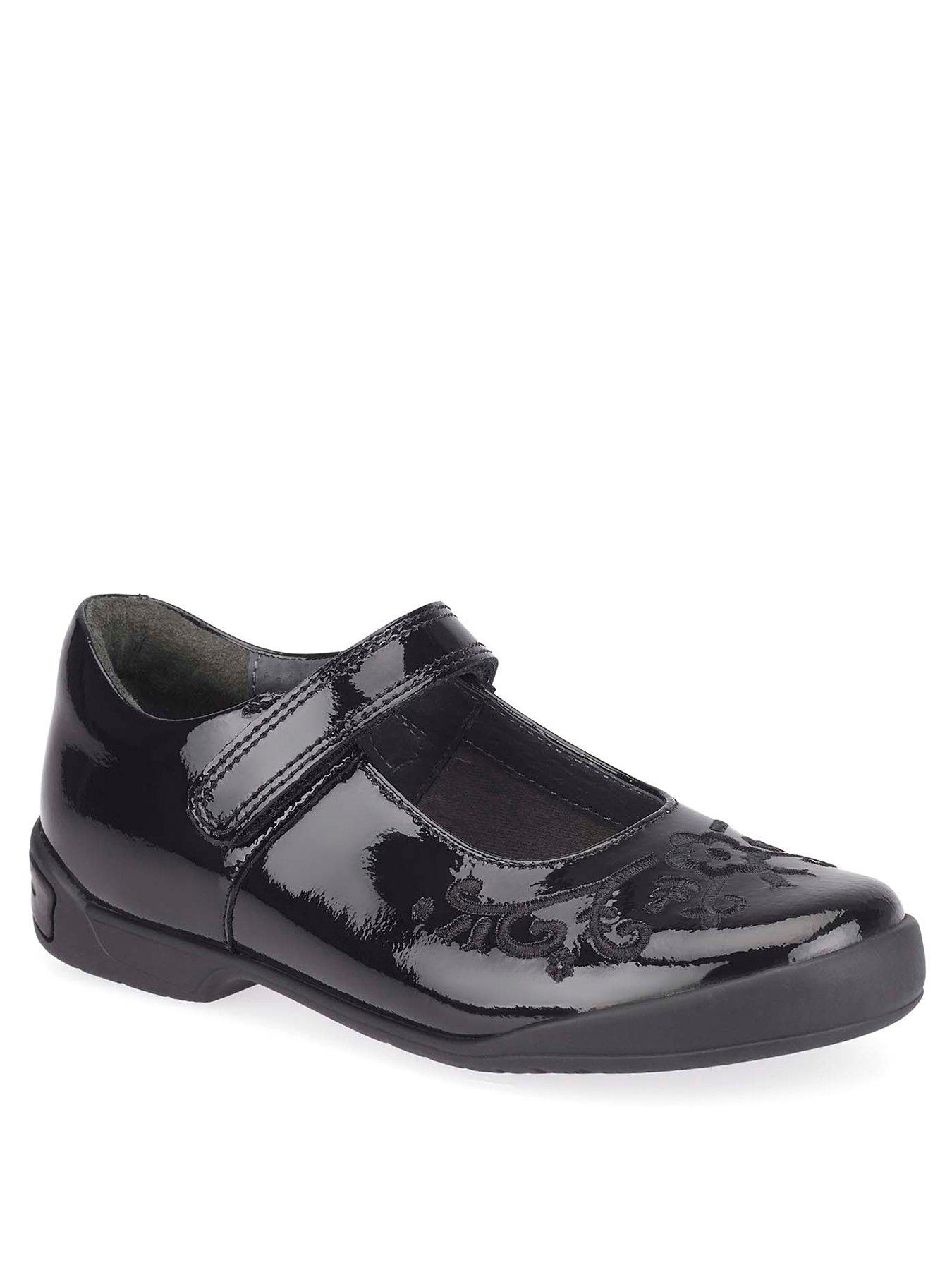 Startrite Girls Pump Leather Mary Jane Rip Tape Butterfly School Shoes 13.5 E Black