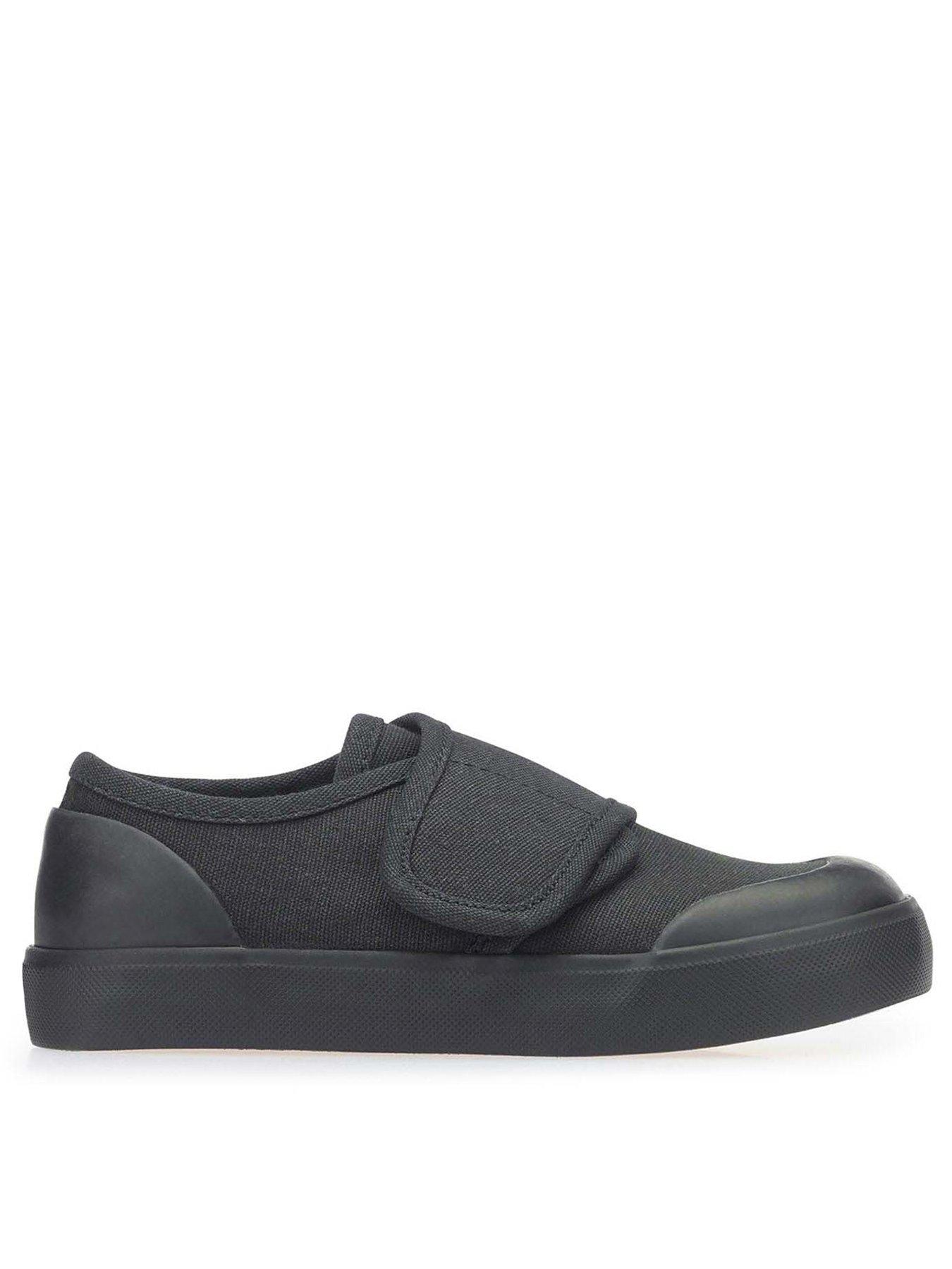 undefined Skip Unisex Easy Riptape Lightweight School PE Plimsolls - Black Canvas