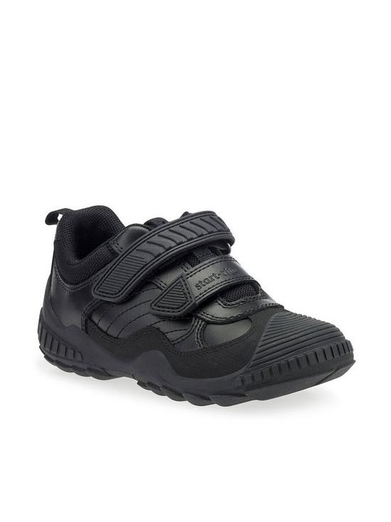 front image of start-rite-boysnbspextremenbspleather-double-riptape-durablenbspschool-shoes-black