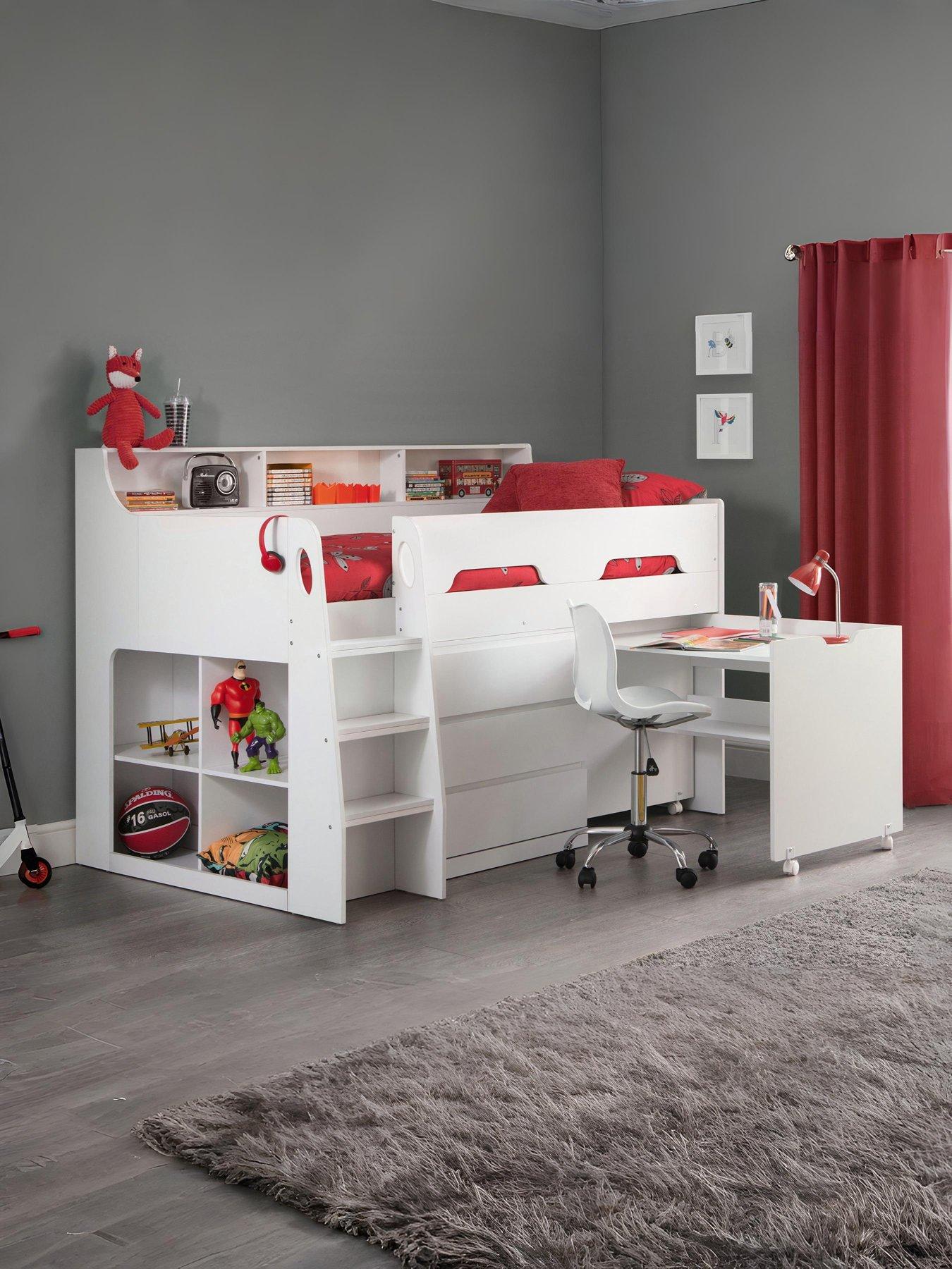 Julian Bowen Noah Midsleeper Bed with Desk, Drawers and Shelving