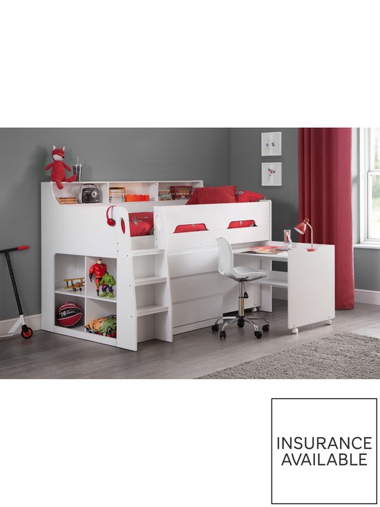 stillFront image of julian-bowen-noah-midsleeper-bed-with-desk-drawers-and-shelving