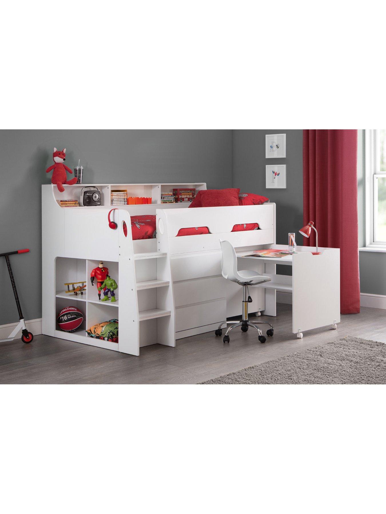 Julian Bowen Noah Midsleeper Bed with Desk, Drawers and Shelving