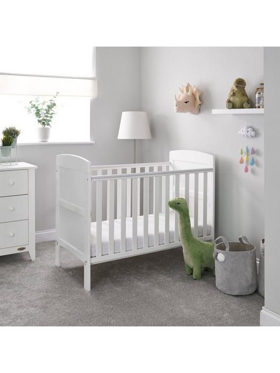 front image of obaby-grace-mini-cot-bed-white