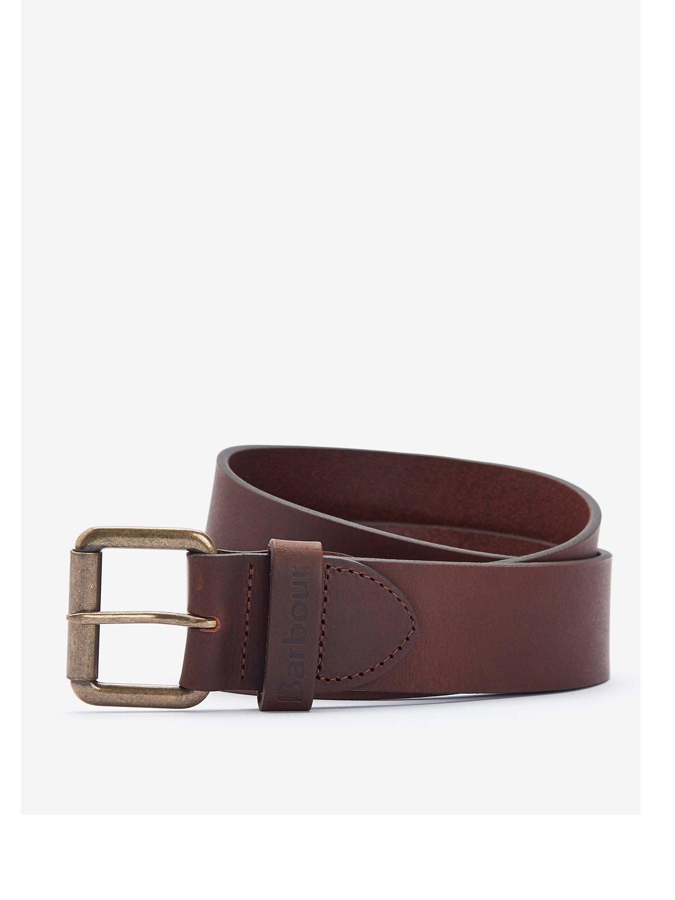 Barbour Allanton Embossed Logo Leather Belt - Brown