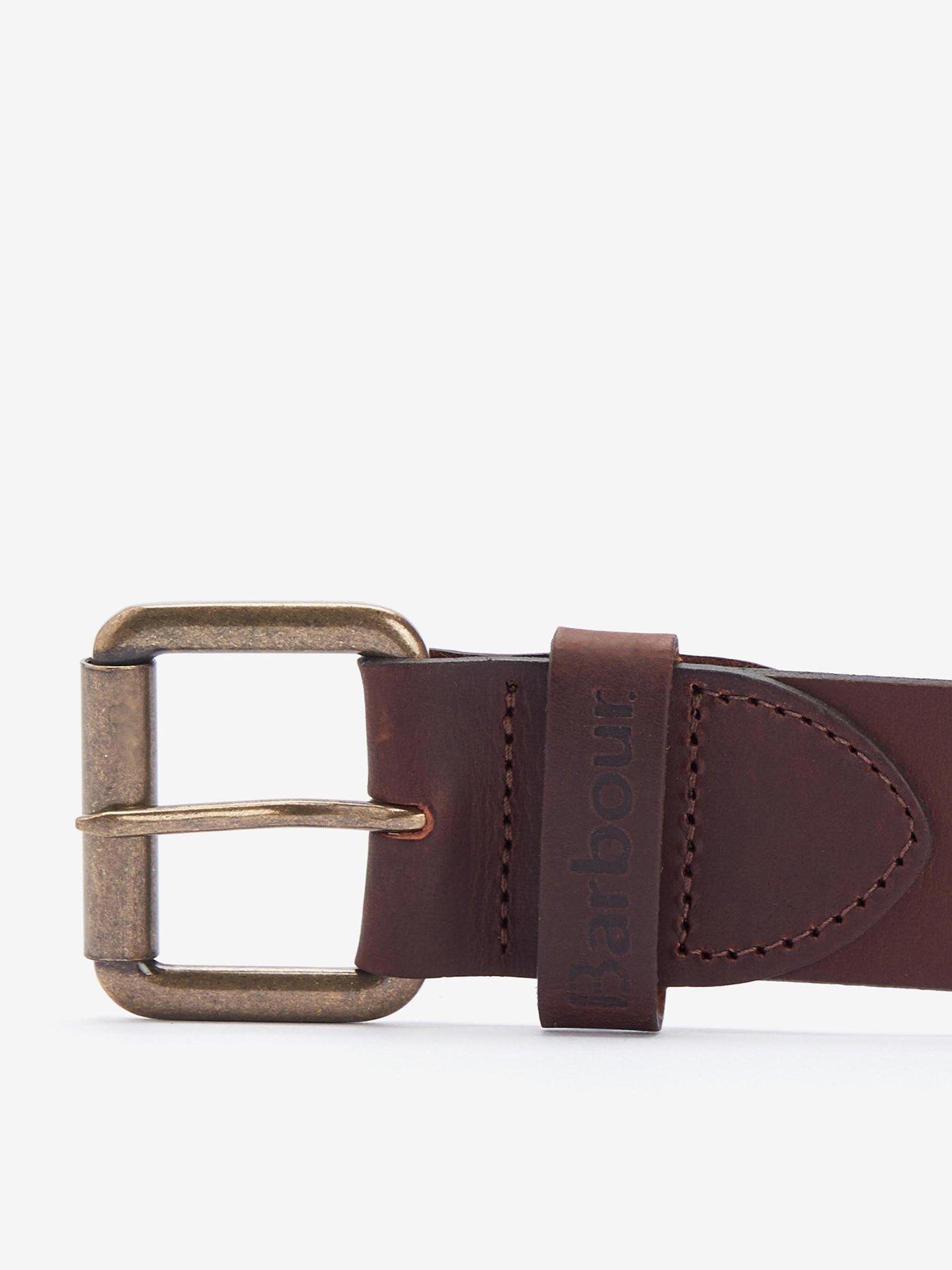  image of barbour-allanton-embossed-logo-leather-belt-brown