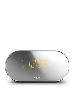 Philips   Clock Radio: Dual Alarm - Fm Digital Tuner - Gentle Wake - Mirror Design