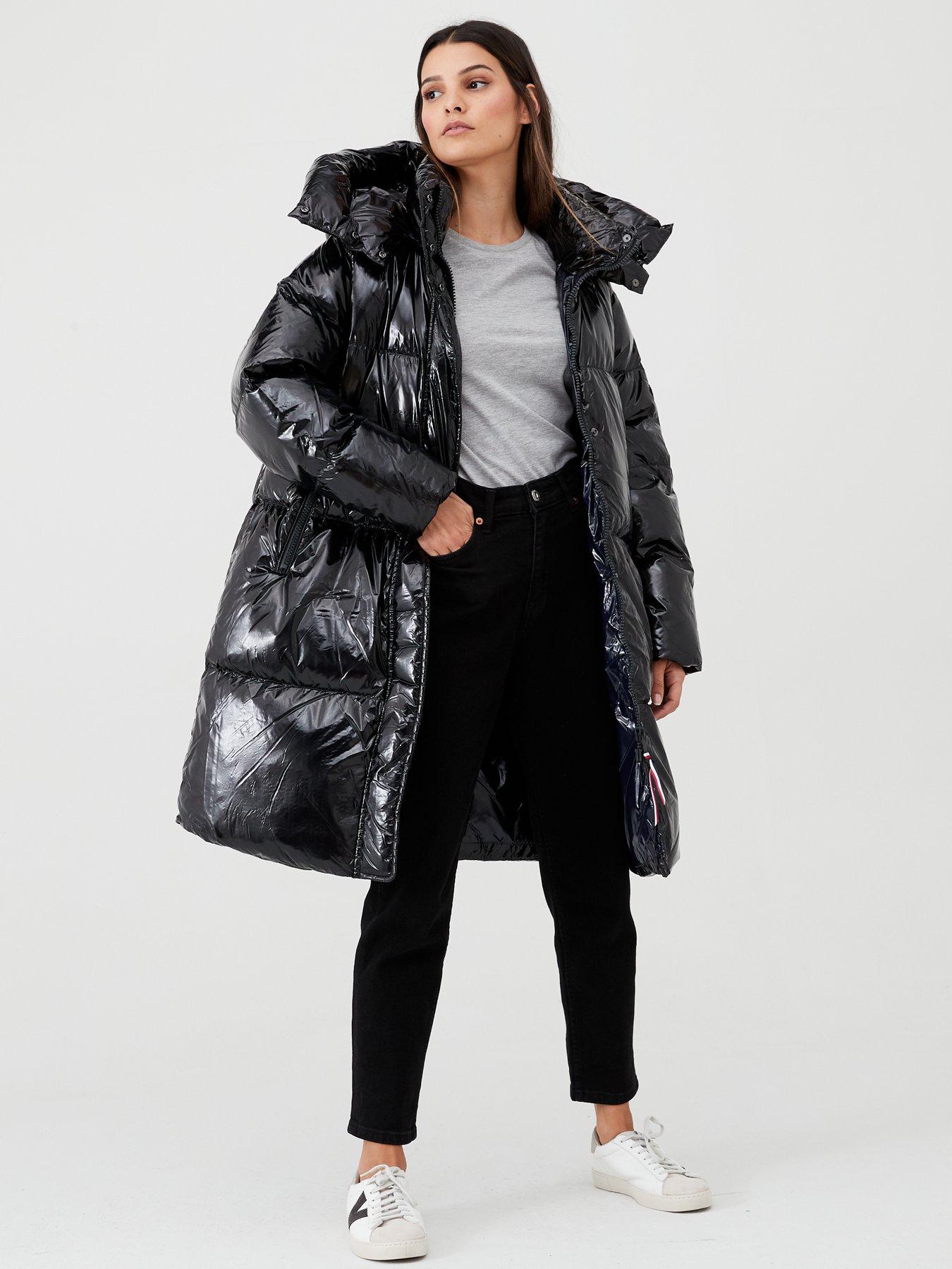 tommy hilfiger long quilted down coat