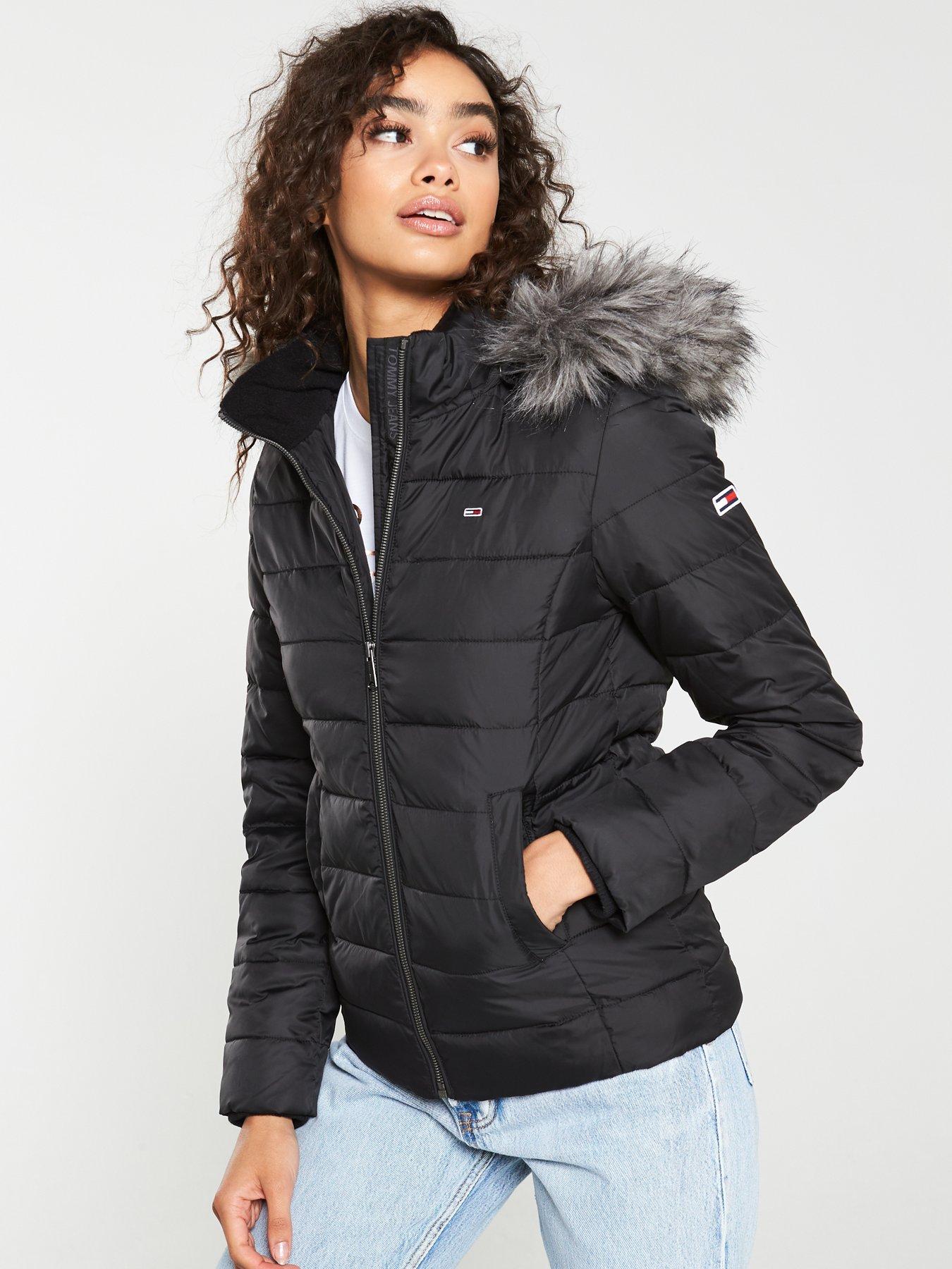 tommy jeans quilted hooded jacket