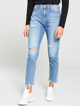 Calvin Klein Jeans   High Rise Slim Ankle Jean - Blue