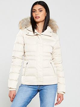 Calvin Klein Jeans   Short Down Fitted Padded Jacket - Sand