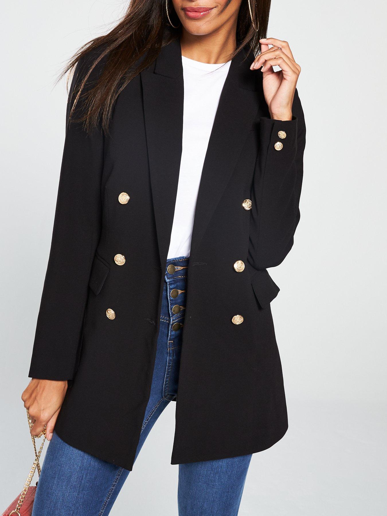 V by Very Longline Military Jacket - Black | littlewoods.com