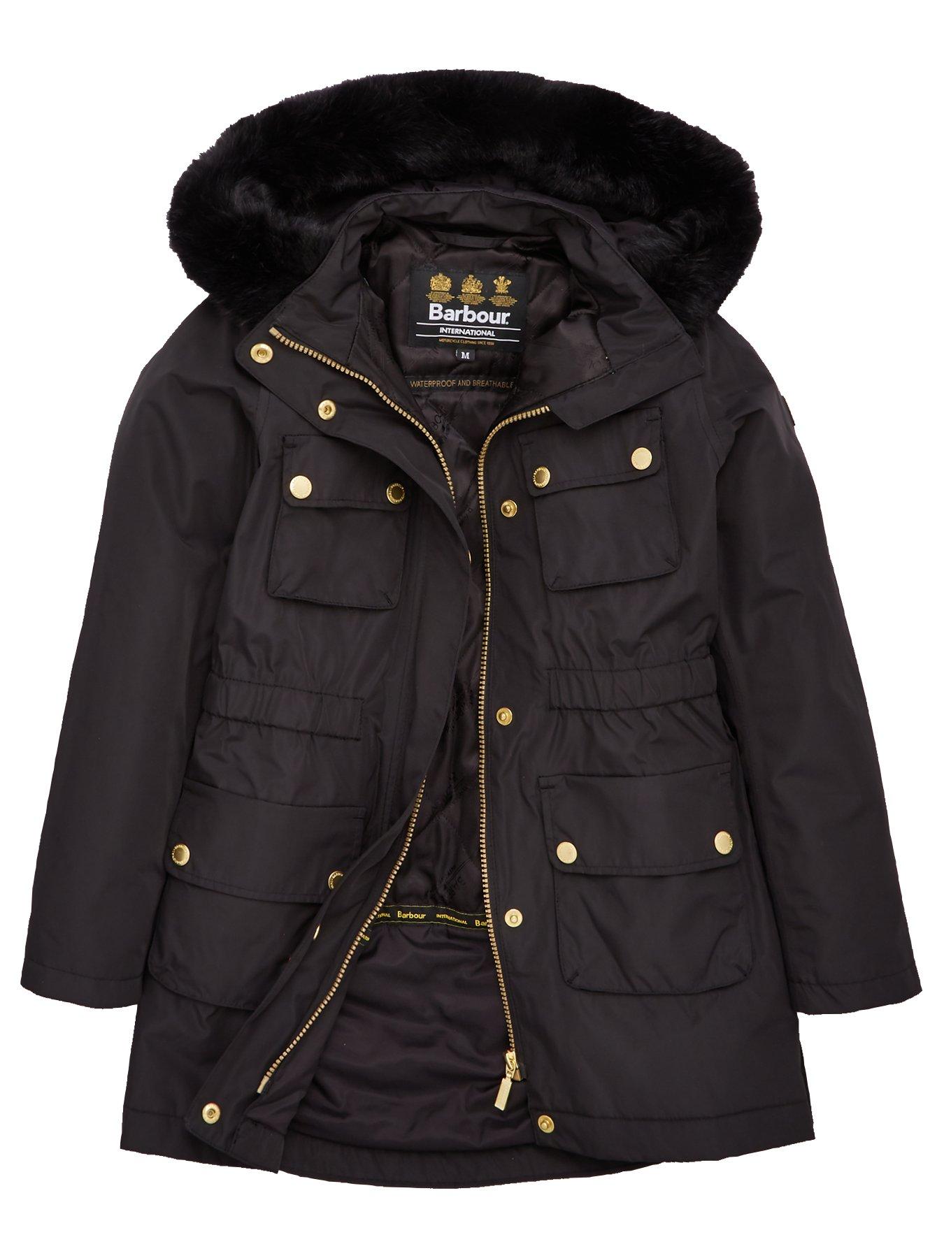 ladies barbour coat with fur hood