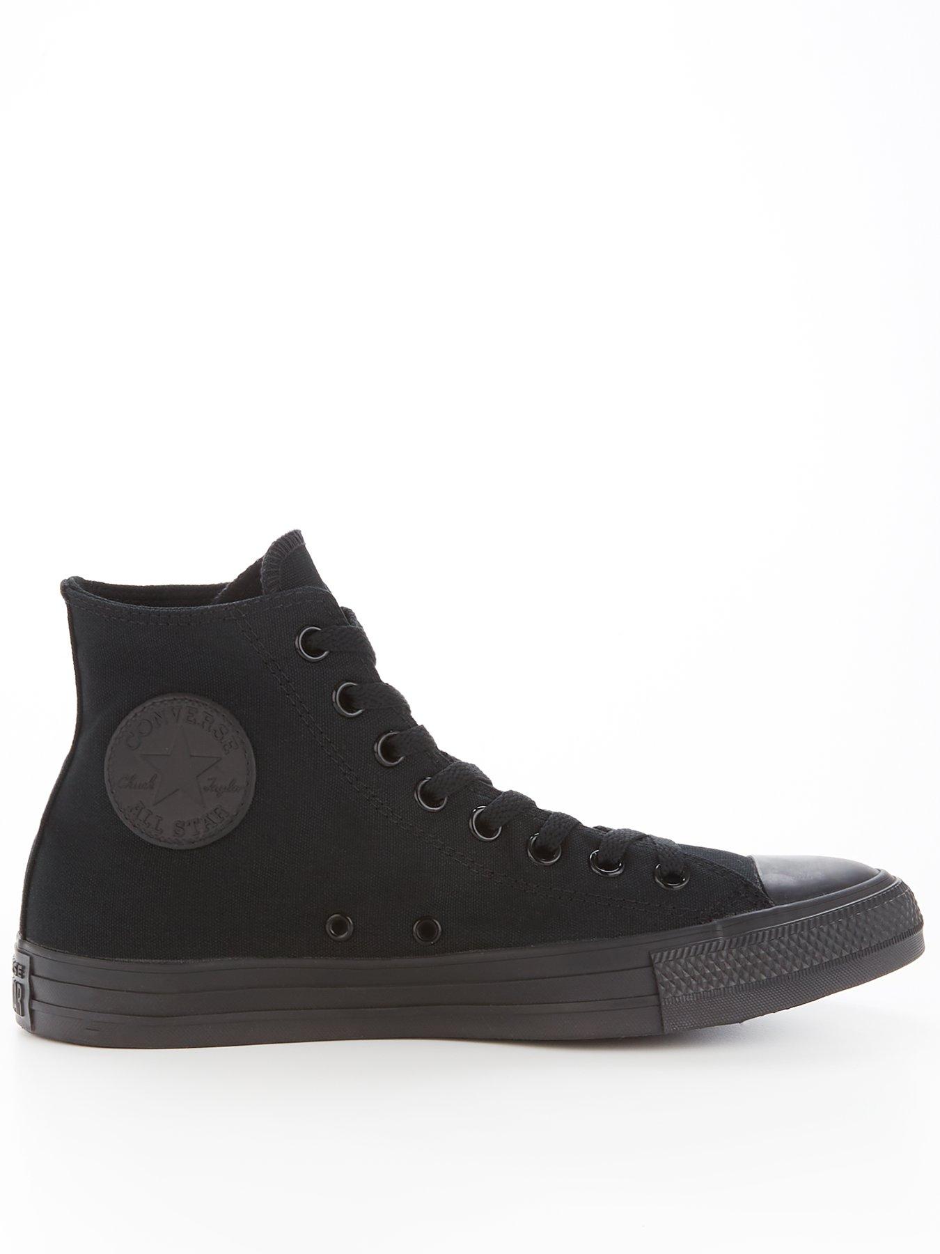 Black leather converse high tops sale best sale