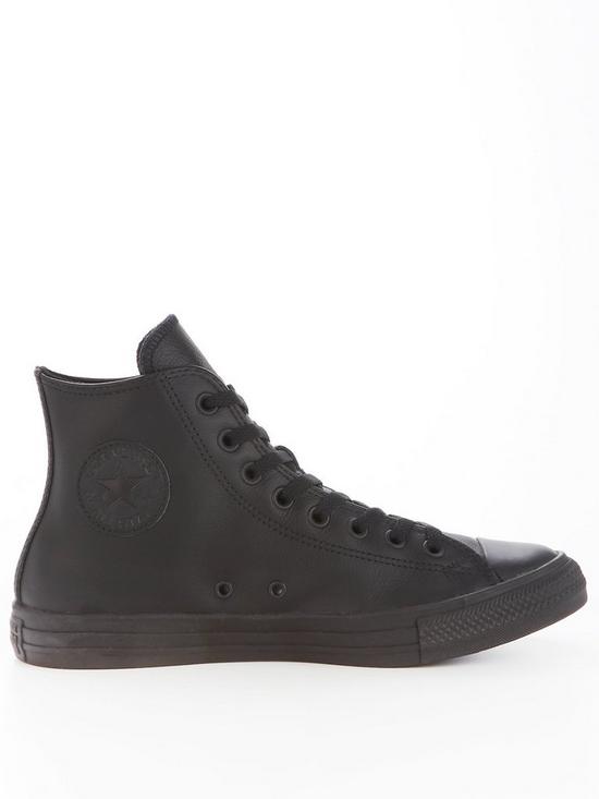 front image of converse-chuck-taylor-all-star-leather-hi-top-trainers-blackblack