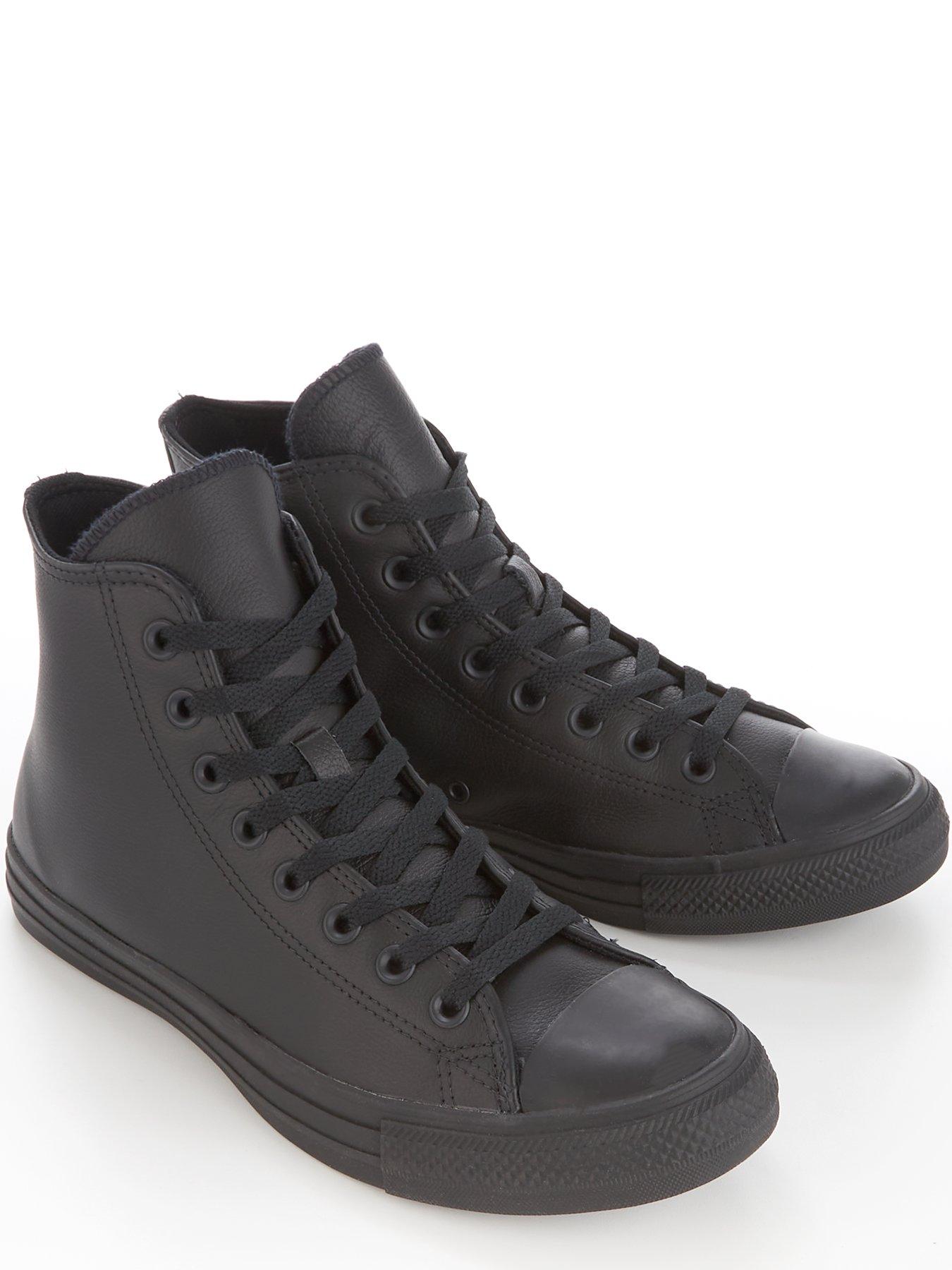 Mens black leather converse hotsell high tops