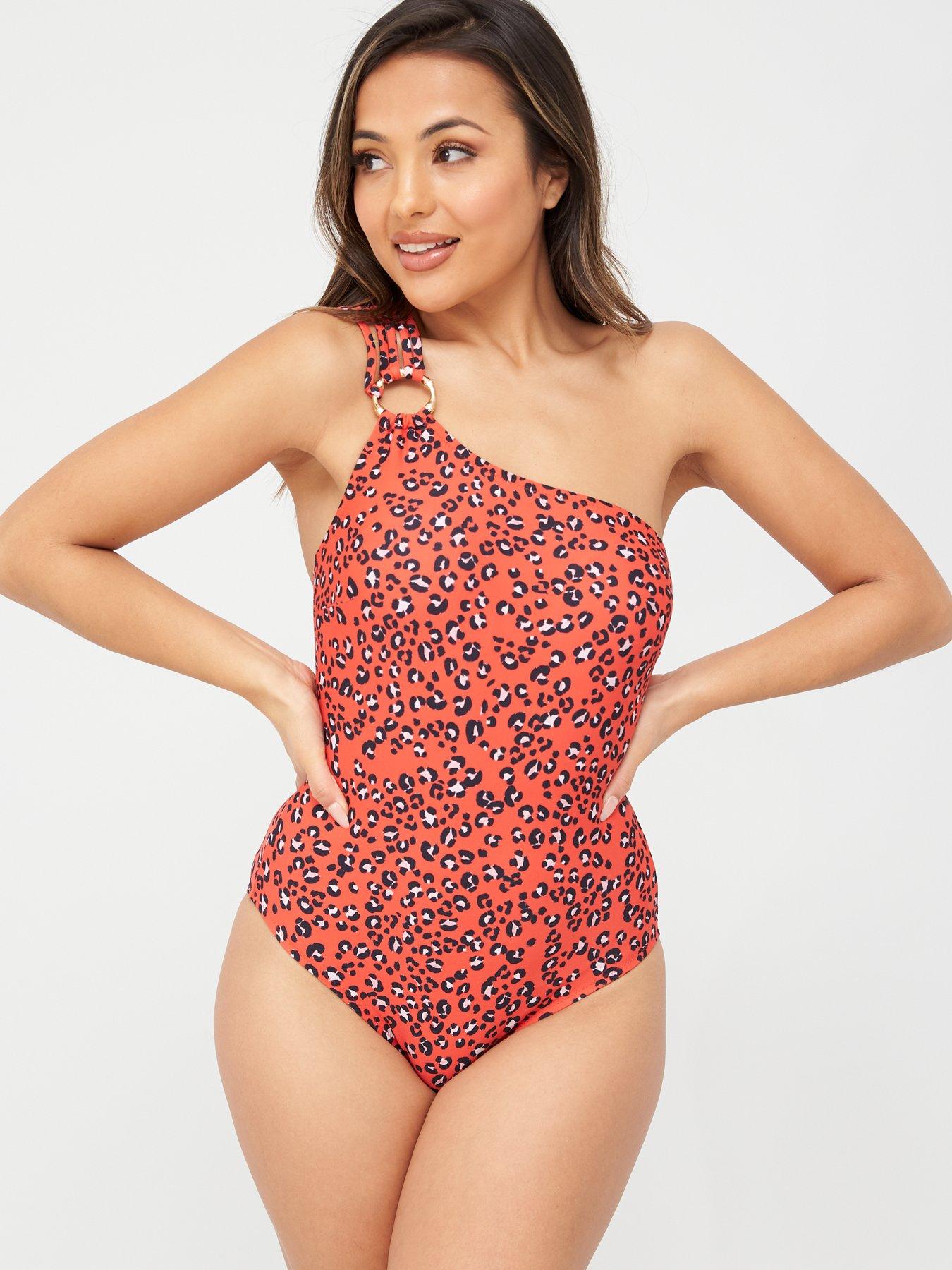 one shoulder tummy control swimsuit