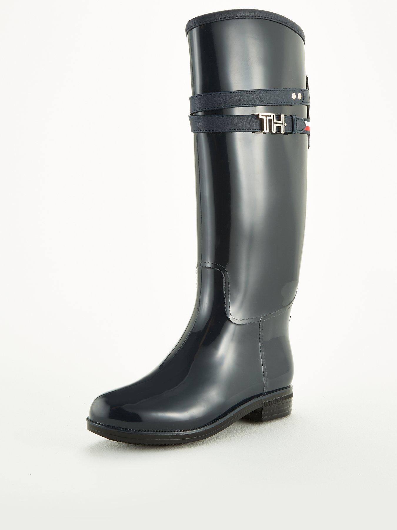 tommy hilfiger gloss ankle rain boots