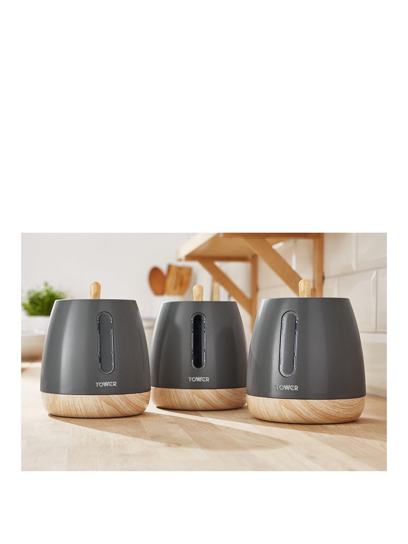 Tower Scandi Set of 3 Storage Canisters Grey