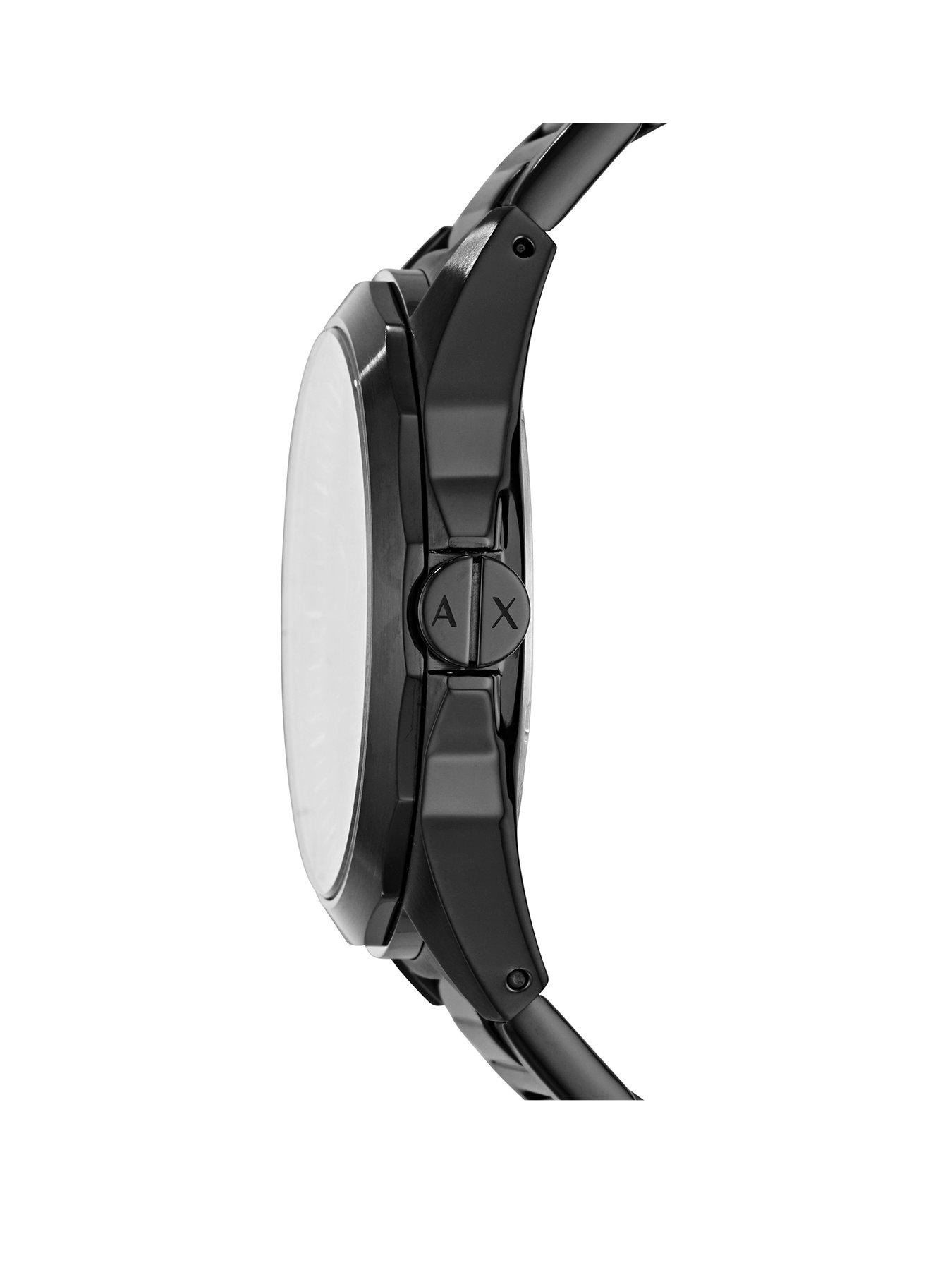 armani exchange black stainless steel bracelet watch
