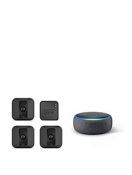 Amazon   Blink Xt2 - 3 Camera System With Echo Dot (3Rd Gen) - Charcoal