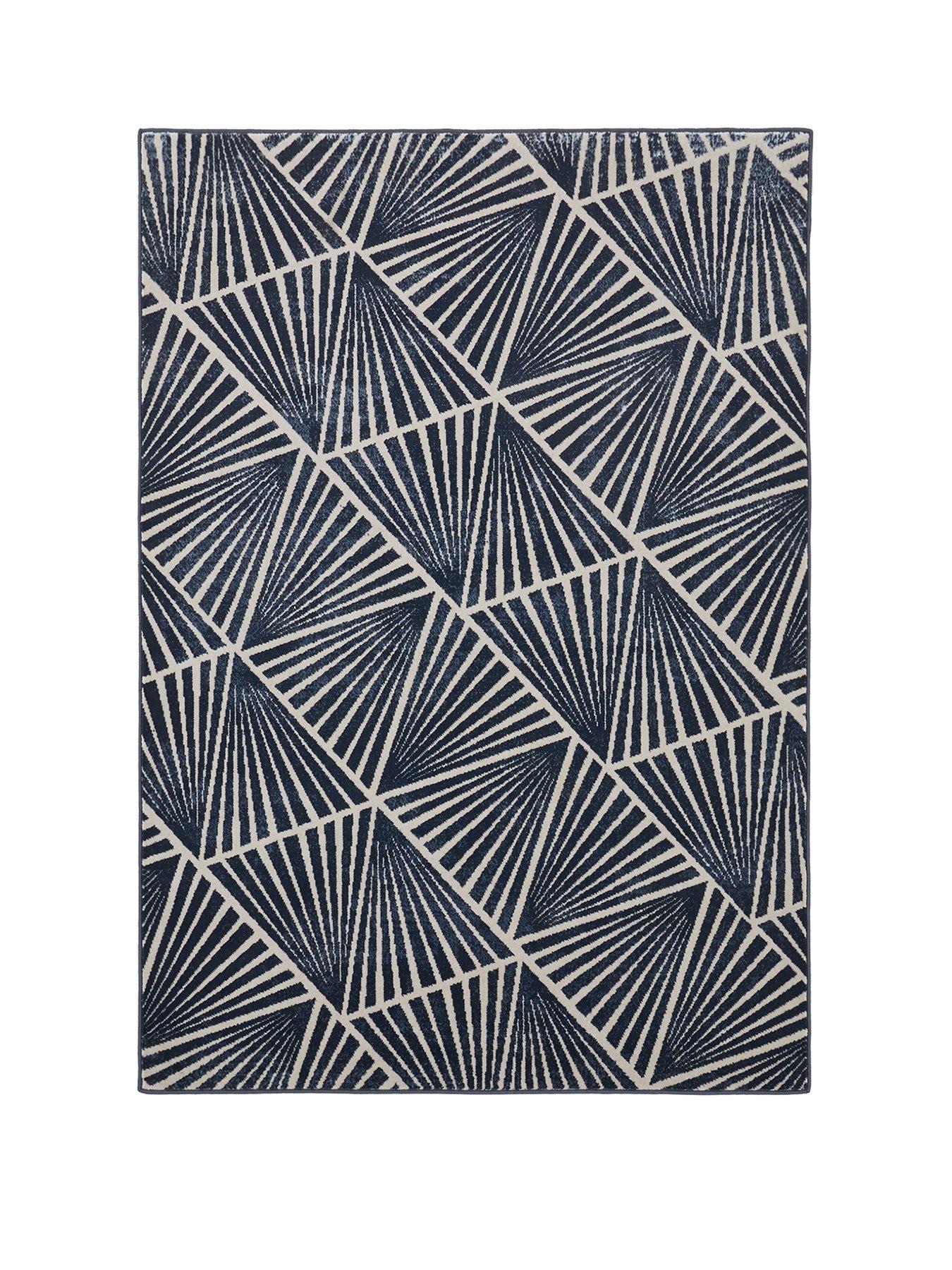 Black White Patch Work Diamond Large Rug 80cm x 150cm Modern New Design 339