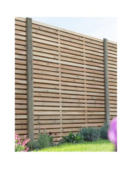 front image of forest-18m-x-18m-pressure-treated-double-slatted-fence-panel-pack-of-4