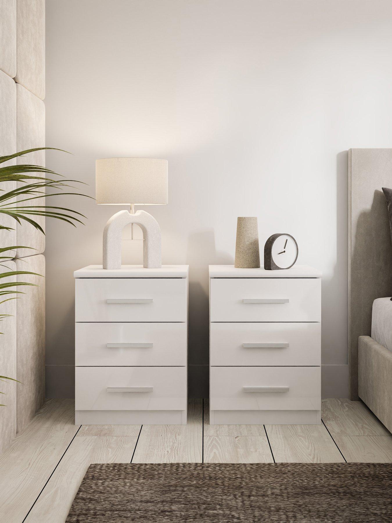 Very Home Prague Gloss 3 Drawer Bedside Chests (Set of 2) - FSC® Certified