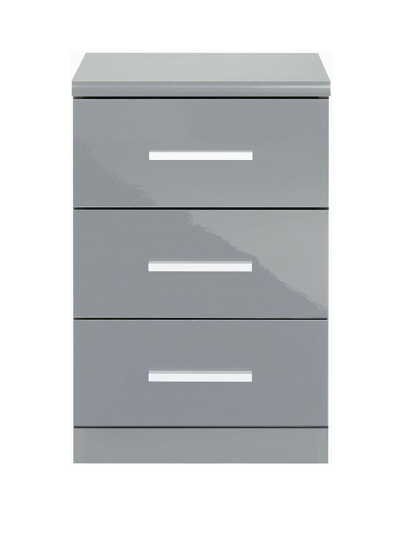 Prague Gloss 3 Drawer Bedside Chests Set Of 2 Littlewoods Com