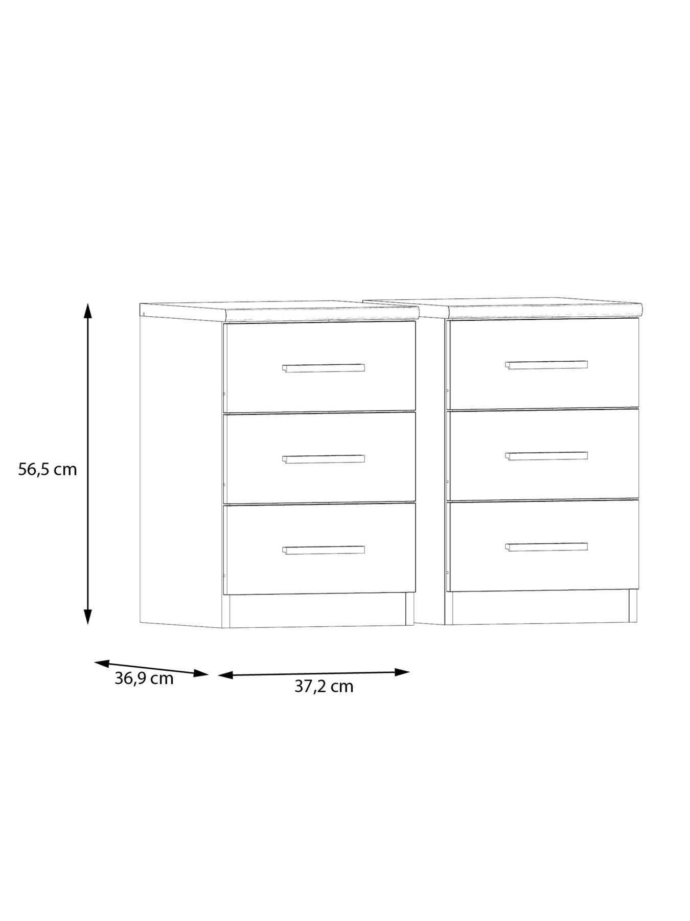 Image 6 of 7 of The Very Collection Prague Gloss 3 Drawer Bedside Chests (Set of 2)&nbsp;- FSC&reg; Certified