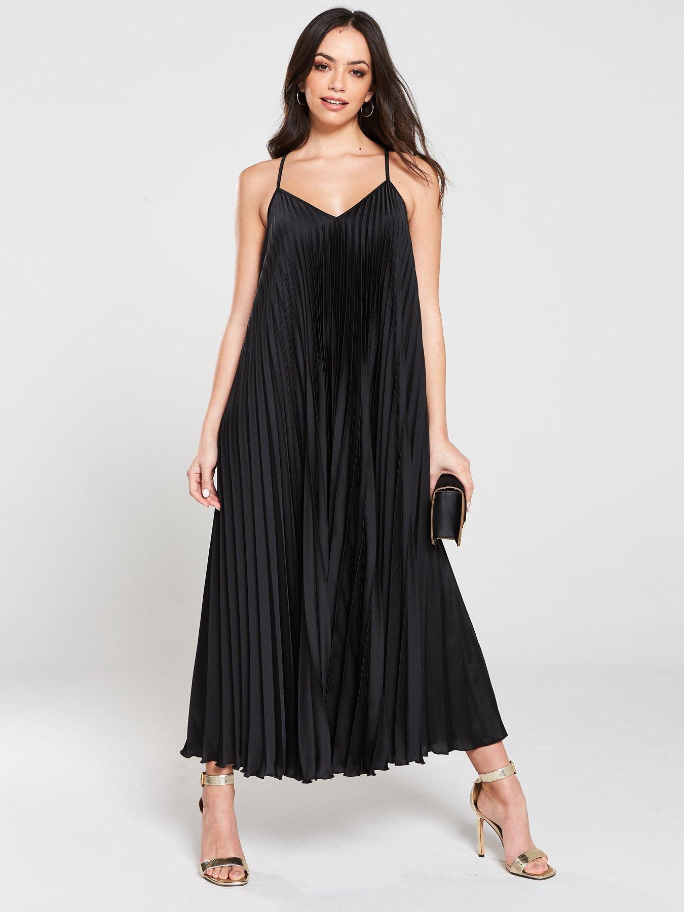 river island black pleated dress