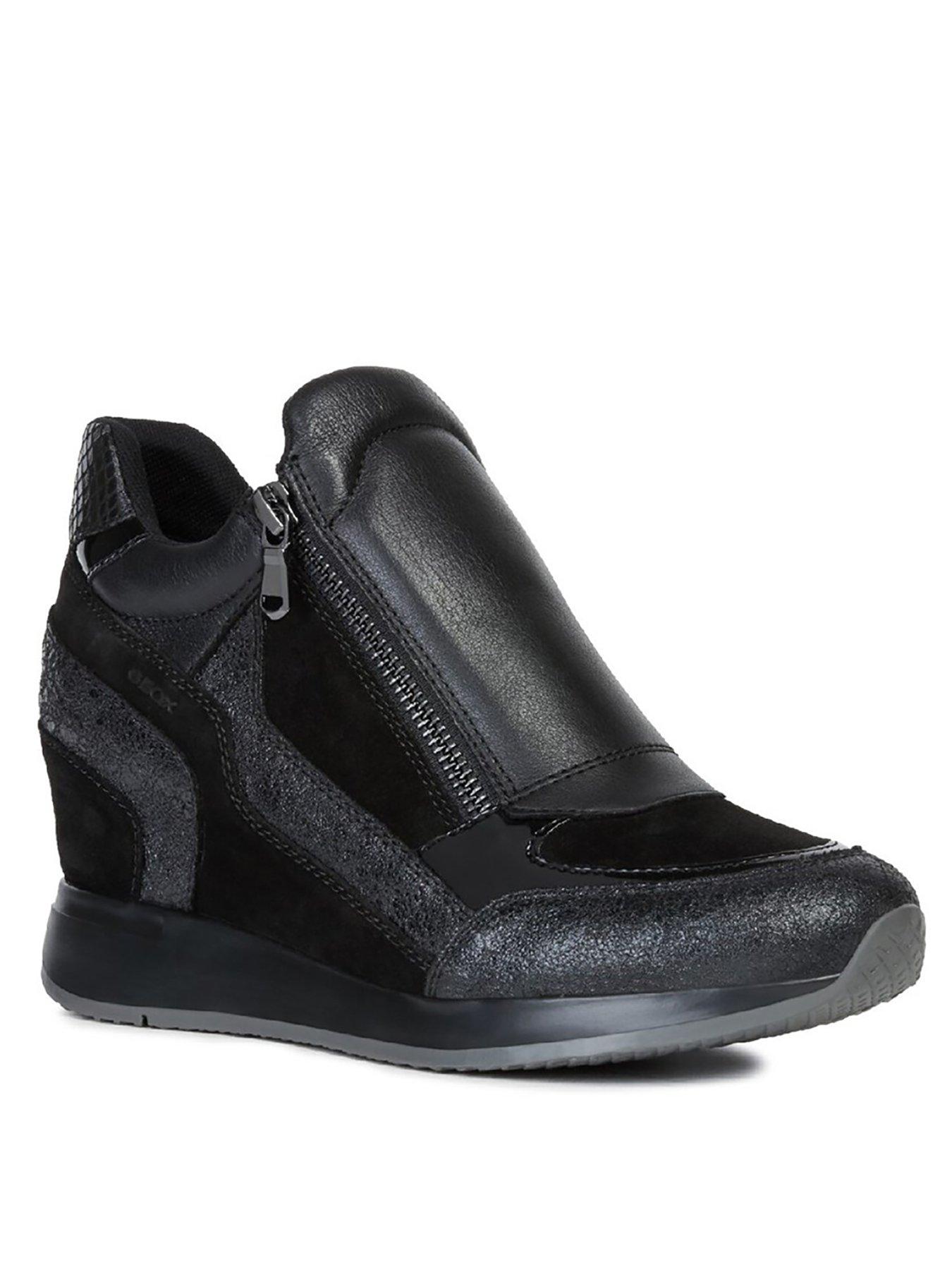 all black wedge trainers