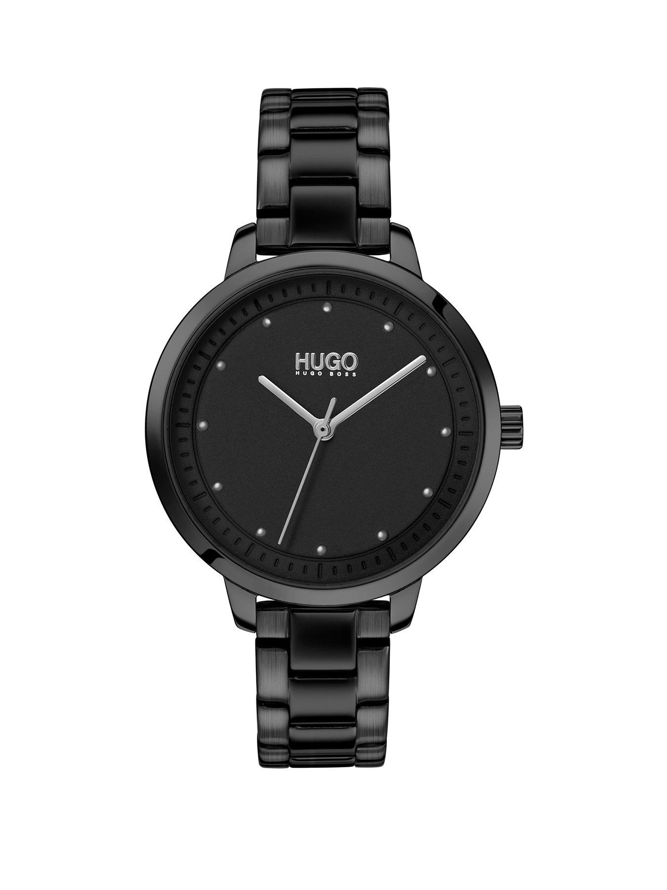 hugo black ip black dial bracelet watch