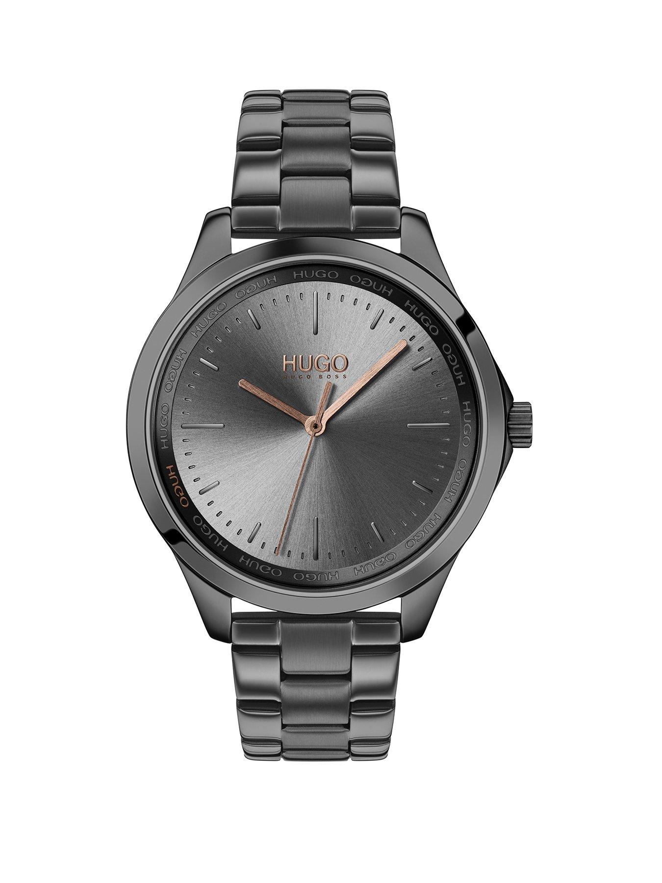 hugo grey ip grey dial bracelet watch