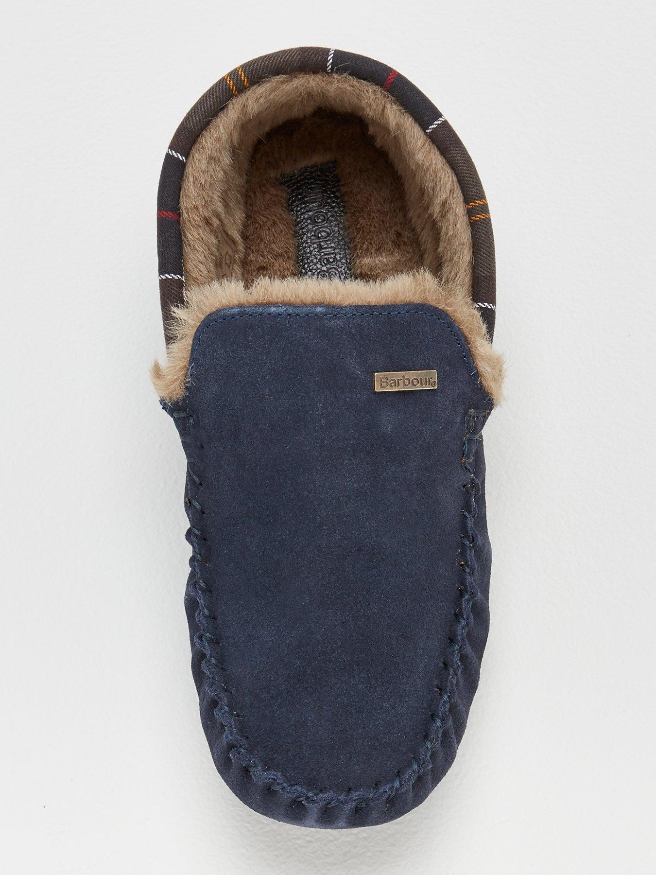  image of barbour-monty-slippers-navy-suede