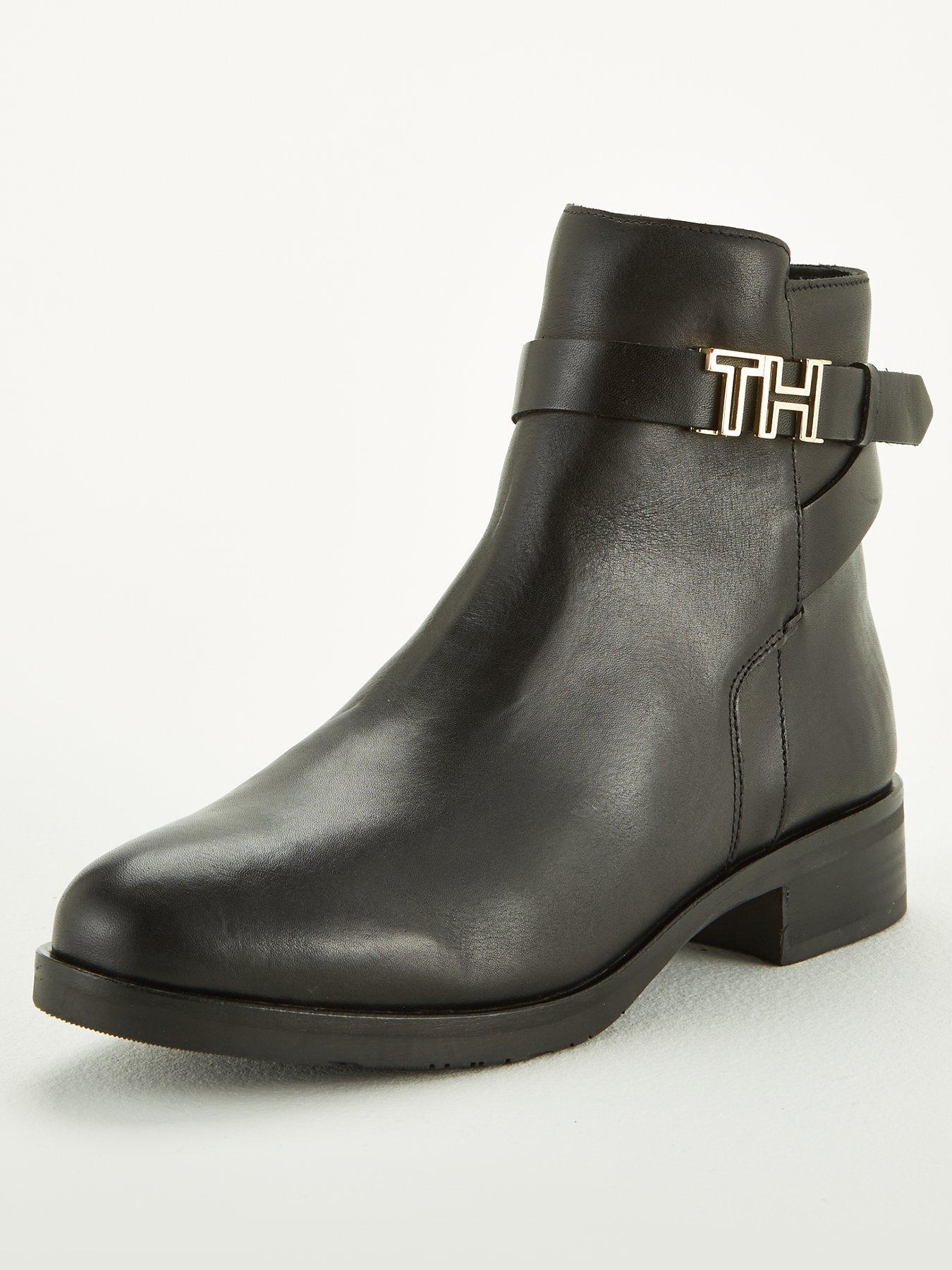 tommy hilfiger signature tape buckle biker boots