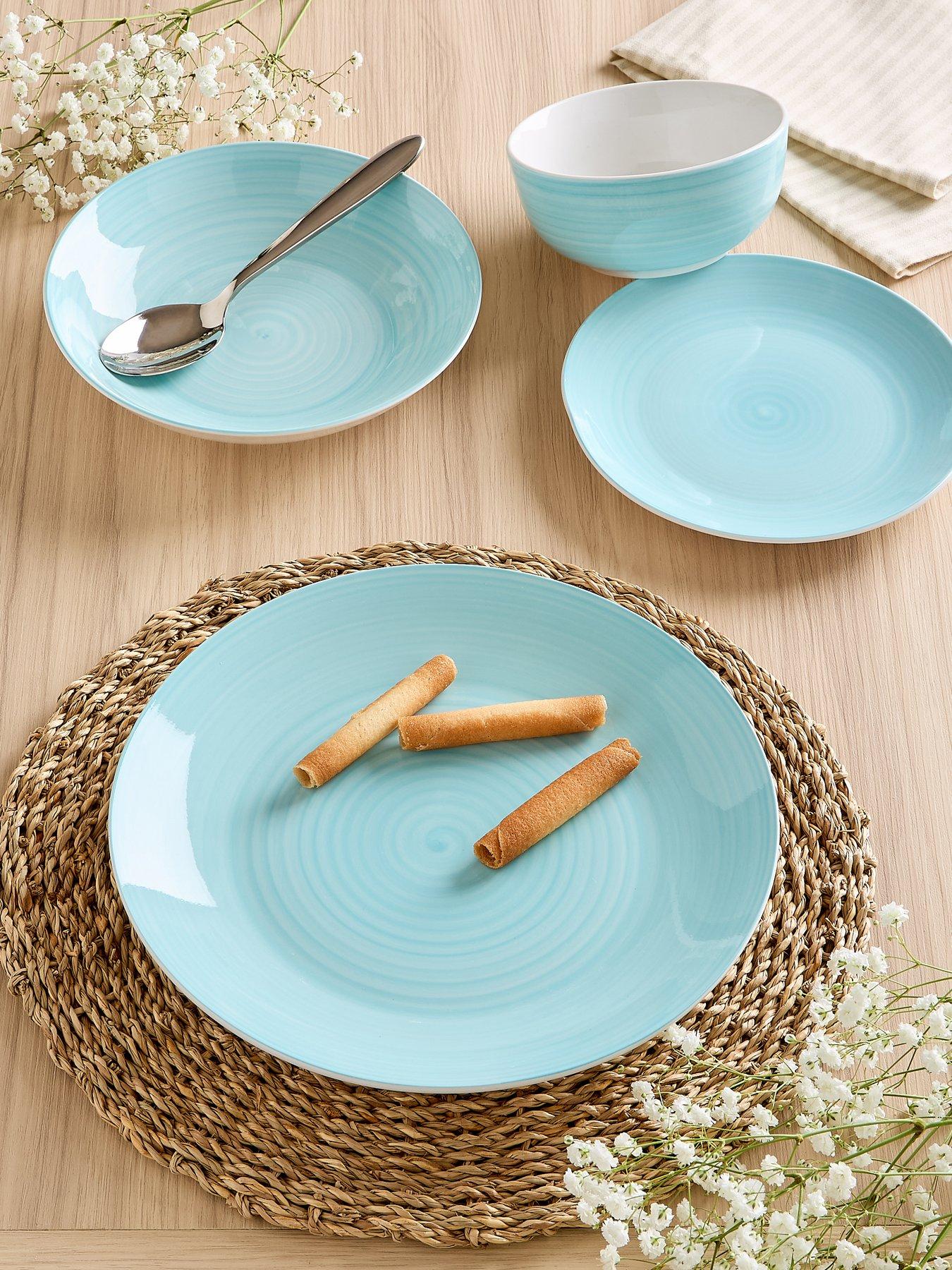 WATERSIDE Aqua Splash Spin Wash 16-Piece Dinner Set