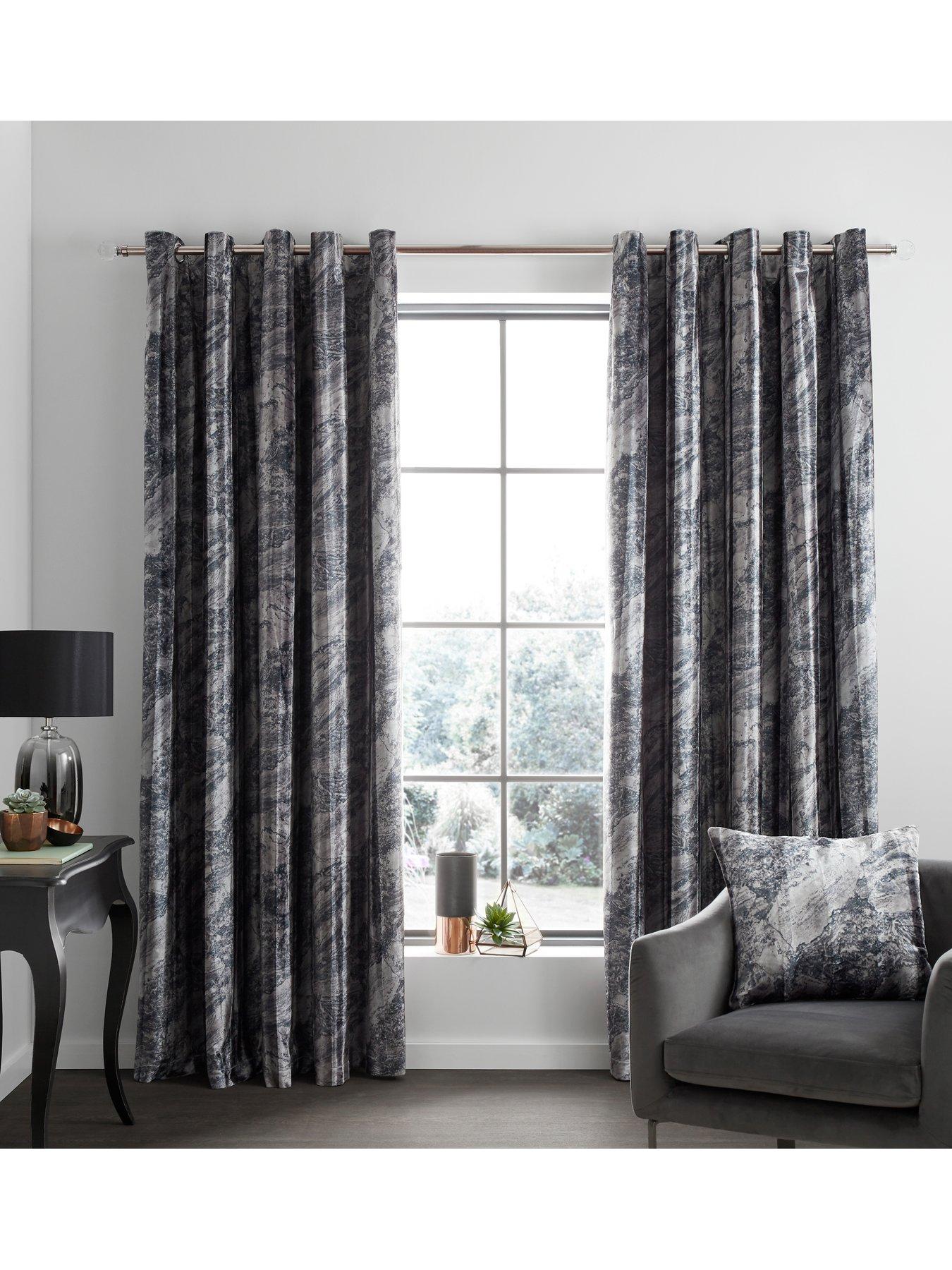Catherine Lansfield Marble Velvet Eyelet Curtains Littlewoods Com