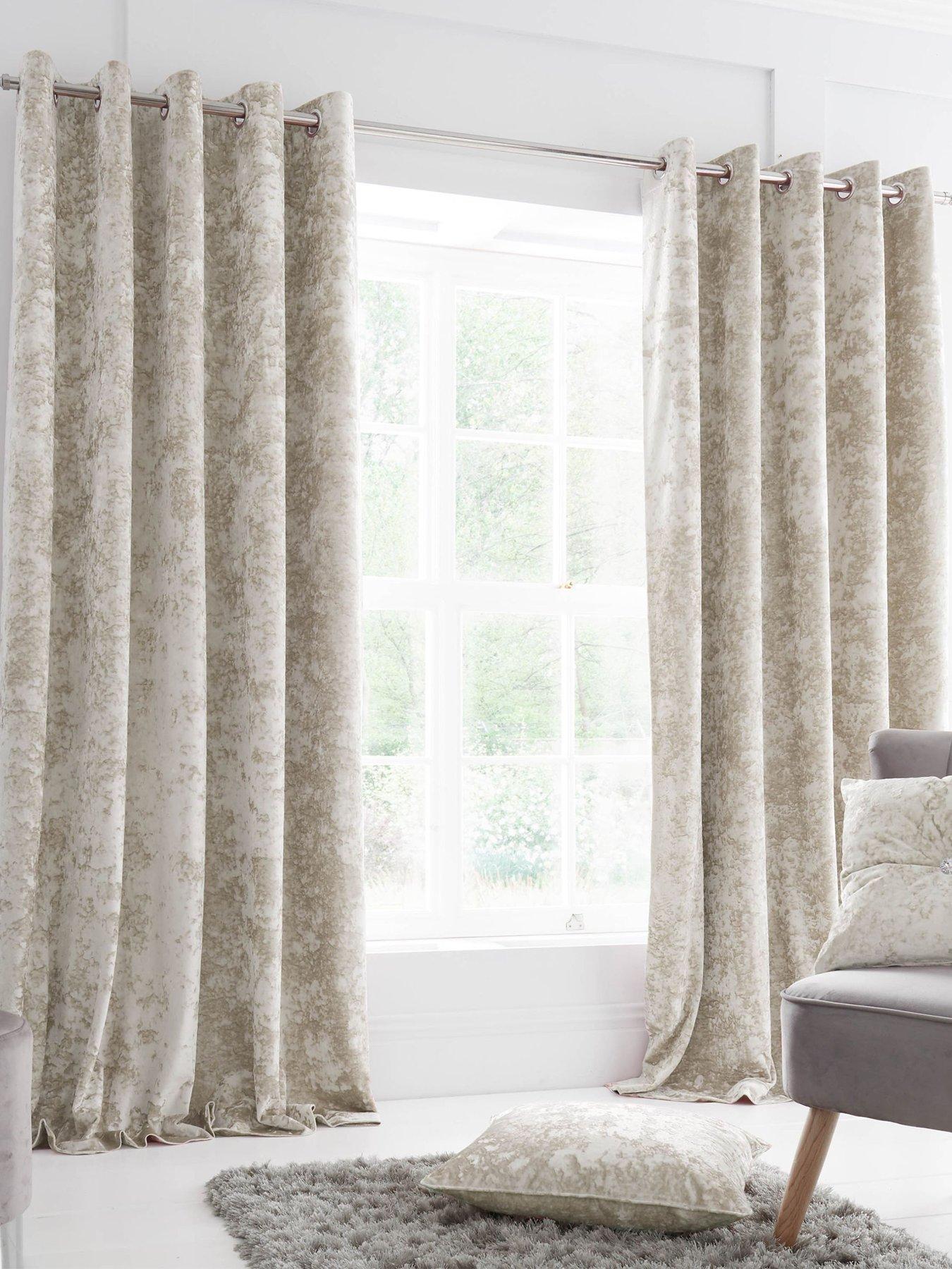 Image 1 of 3 of Catherine Lansfield Crushed Velvet Eyelet Lined&nbsp;Curtains